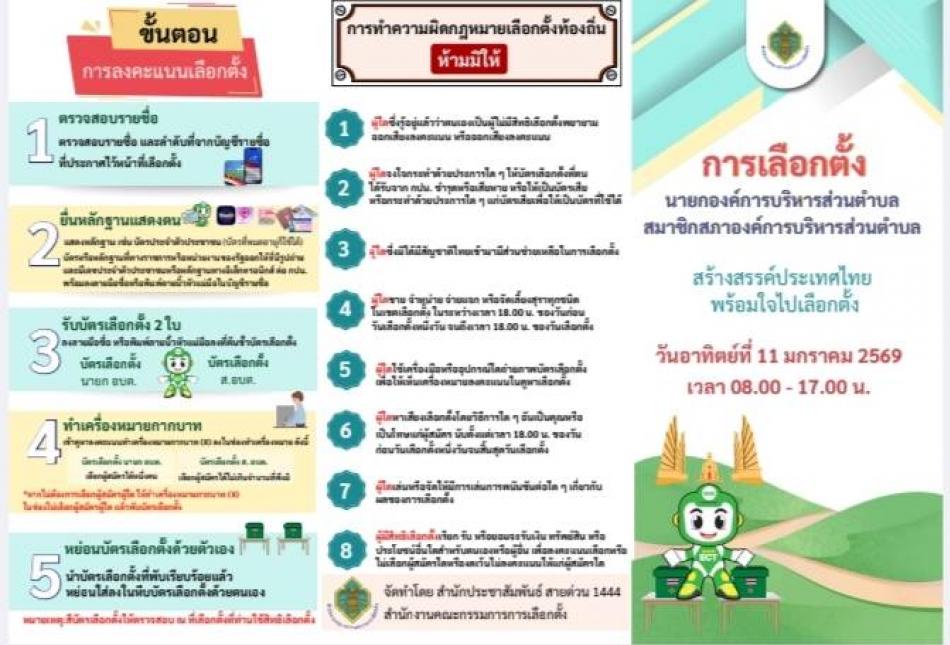 ???? ประชาสัมพันธ์องค์การบริหารส่วนตำบลแม่ลาน   ????แผ่นพับการเลือกตั้ง นายกองค์การบริหารส่วนตำบล สมาชิกสภาองค์การบริหารส่วนตำบล วันอาทิตย์ที่ 11 มกราคม 2569 เวลา 08.00 - 17.00 น. โดยมีรายละเอียดดังต่อไปนี้ ????????✨